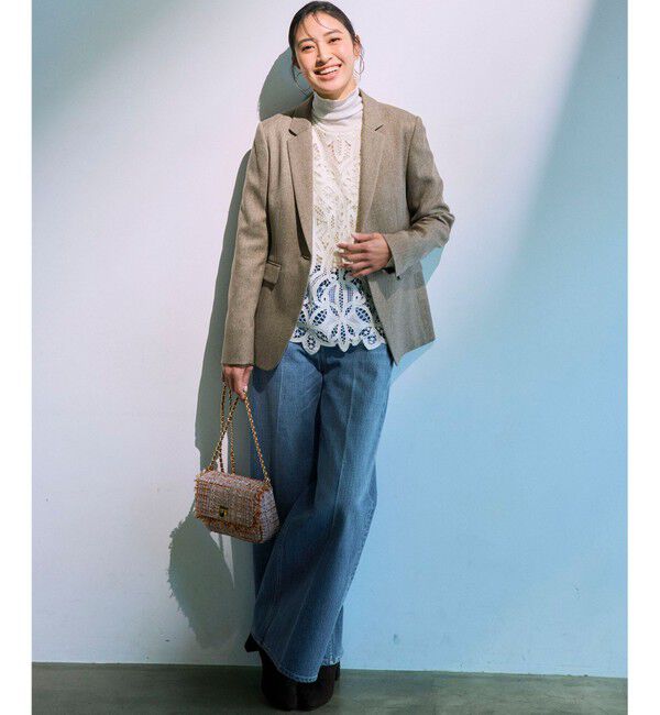 23区「【FUDGE掲載/滝沢眞規子さん着用/RED CARD TOKYO&times;23区】 センタープレス デニム ワイド パンツ」|デニム|