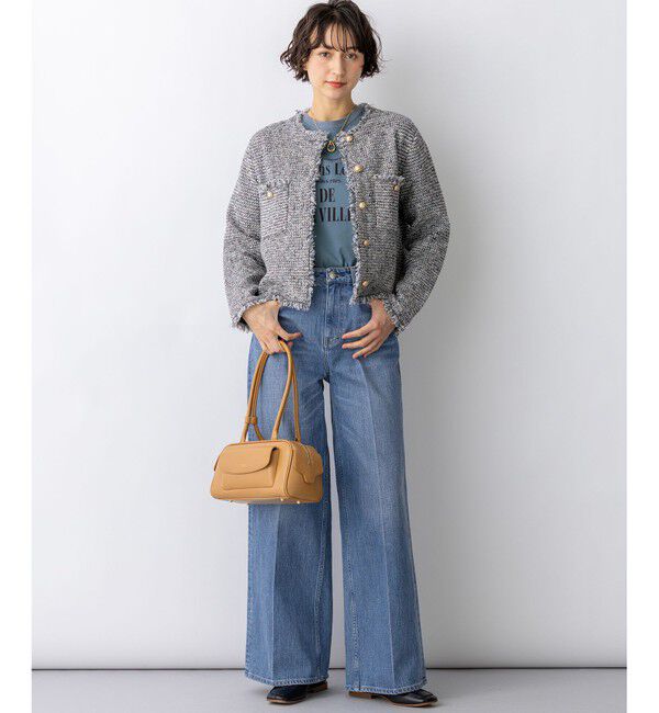 23区「【FUDGE掲載/滝沢眞規子さん着用/RED CARD TOKYO&times;23区】 センタープレス デニム ワイド パンツ」|デニム|