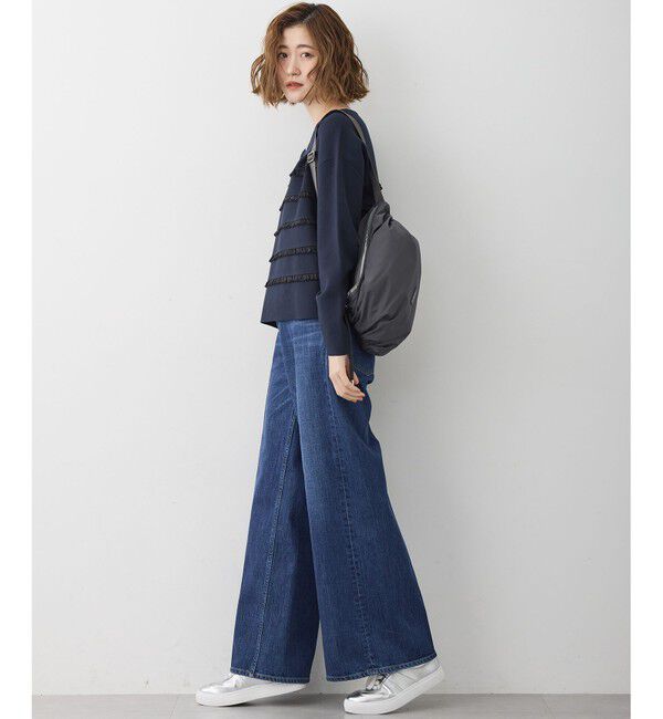 23区「【FUDGE掲載/滝沢眞規子さん着用/RED CARD TOKYO&times;23区】 センタープレス デニム ワイド パンツ」|デニム|