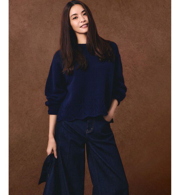 23区「【FUDGE掲載/滝沢眞規子さん着用/RED CARD TOKYO&times;23区】 センタープレス デニム ワイド パンツ」|デニム|