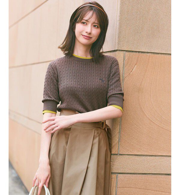 ANY SIS「ケーブルニット プルオーバー」|ニット・セーター|モカ