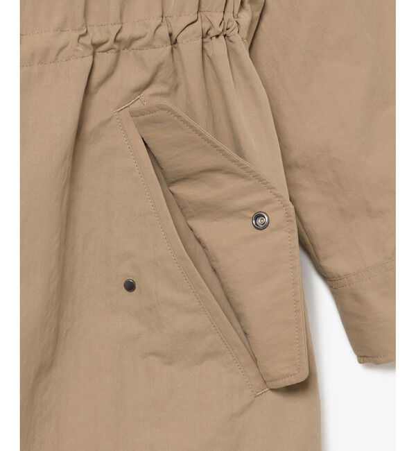 LACOSTE「フード脱着可 撥水ナイロン スタンドカラー ミリタリーコート / ロングコート」|ステンカラーコート|