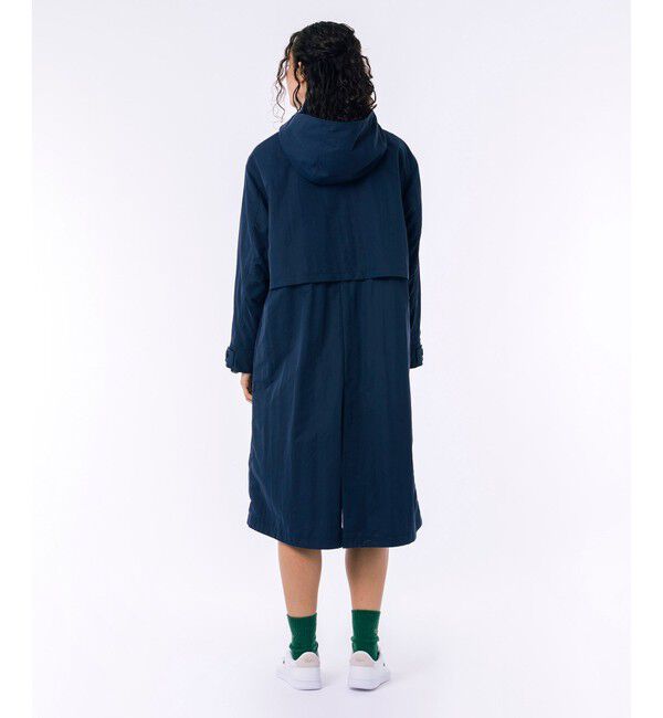 LACOSTE「フード脱着可 撥水ナイロン スタンドカラー ミリタリーコート / ロングコート」|ステンカラーコート|