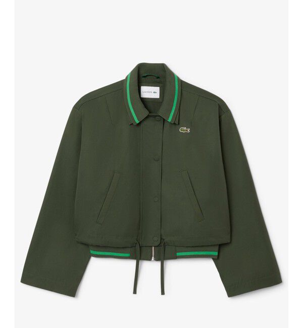 LACOSTE「配色ライン レイヤードジャケット ジップアップブルゾン」|ブルゾン・スタジャン|