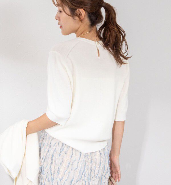 NOLLEY'S「《手洗い可能》ESPOIR 16G片畦5分袖プルオーバーニット」|ニット・セーター|
