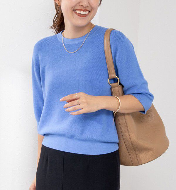 NOLLEY'S「《手洗い可能》ESPOIR 16G片畦5分袖プルオーバーニット」|ニット・セーター|