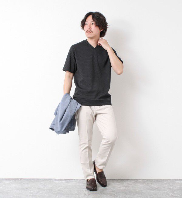 NOLLEY'S goodman「《ビジカジ対応》セミシルケットスムース ボーダー Vネック ドレスTシャツ 25SS」|Tシャツ・カットソー|