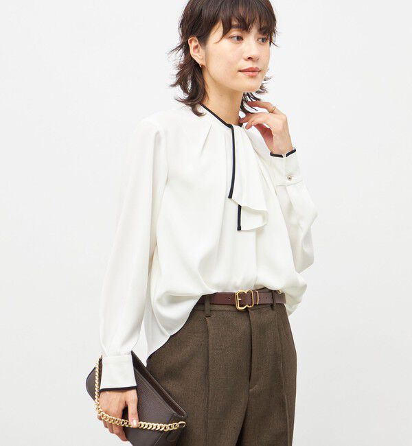 NOLLEY'S「ウォッシャブルストレッチジョーゼットボウタイ風ブラウス」|シャツ・ブラウス|