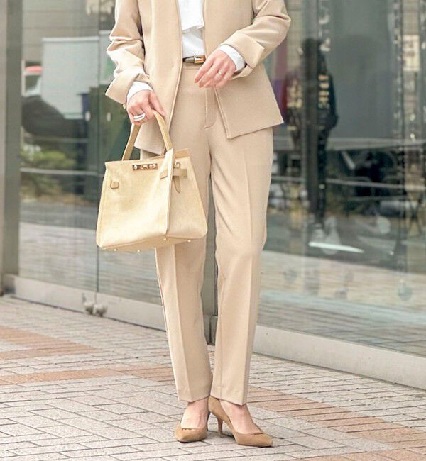 NOLLEY'S sophi「《セットアップ対応》ウォッシャブルWクロス2WAYストレッチテーパードパンツ」|その他|ベージュ