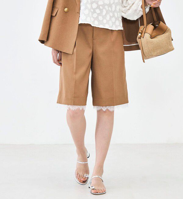 NOLLEY'S「《セットアップ対応》ウォッシャブルハイスペック麻調2WAYハーフパンツ」|その他|キャメル