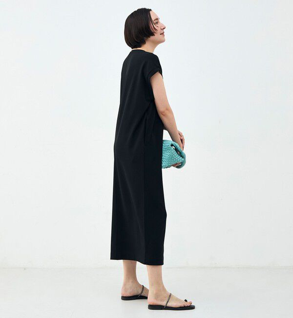 Rie Miller「ウォッシャブル袖口リブマキシ丈ワンピースジョーゼットダンボール」|ワンピース|