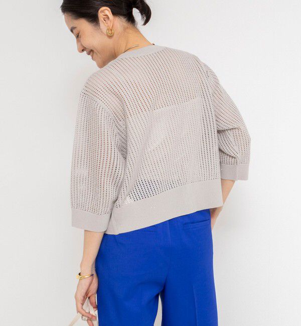 NOLLEY'S「《手洗い可能》メッシュスパンコール6分袖カーディガン」|カーディガン|