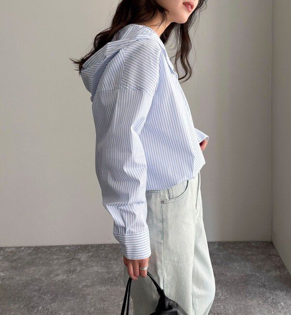 fredy emue「ストライプフーディーシャツ」|シャツ・ブラウス|