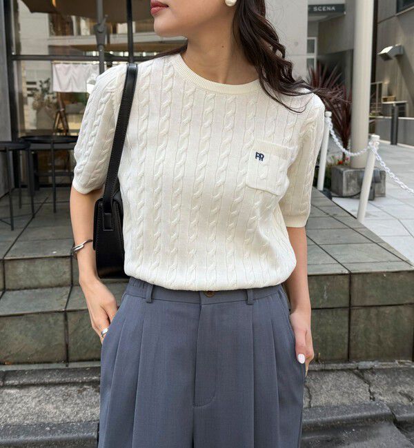 fredy emue「FR刺繍ケーブル柄ポケ付きプルオーバー」|ニット・セーター|