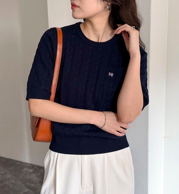 fredy emue「FR刺繍ケーブル柄ポケ付きプルオーバー」|ニット・セーター|