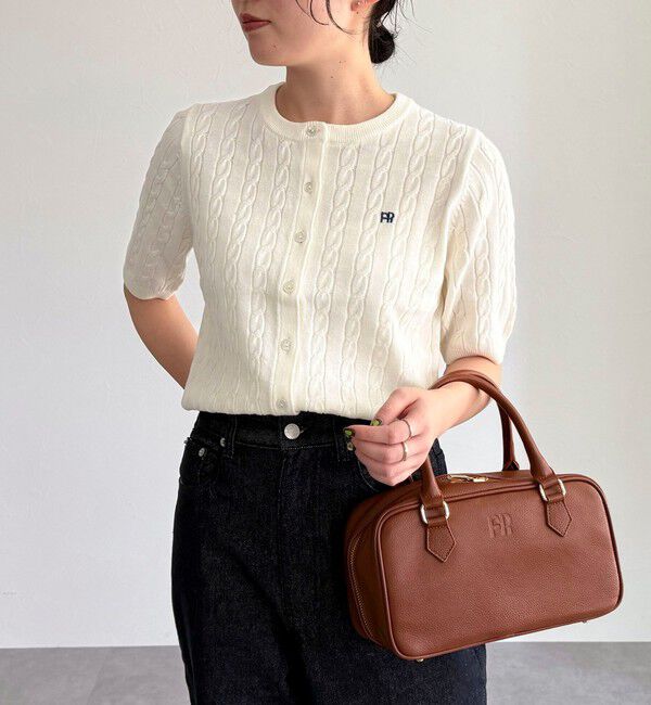 fredy emue「FR刺繍ケーブル柄半袖カーディガン」|カーディガン|