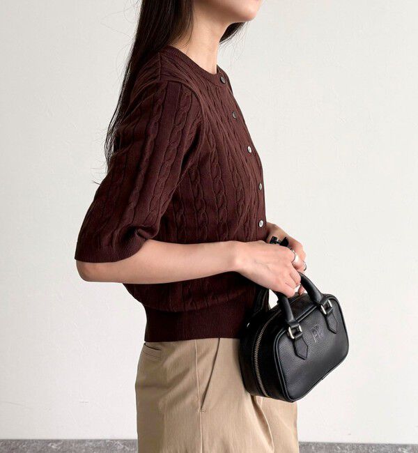 fredy emue「FR刺繍ケーブル柄半袖カーディガン」|カーディガン|