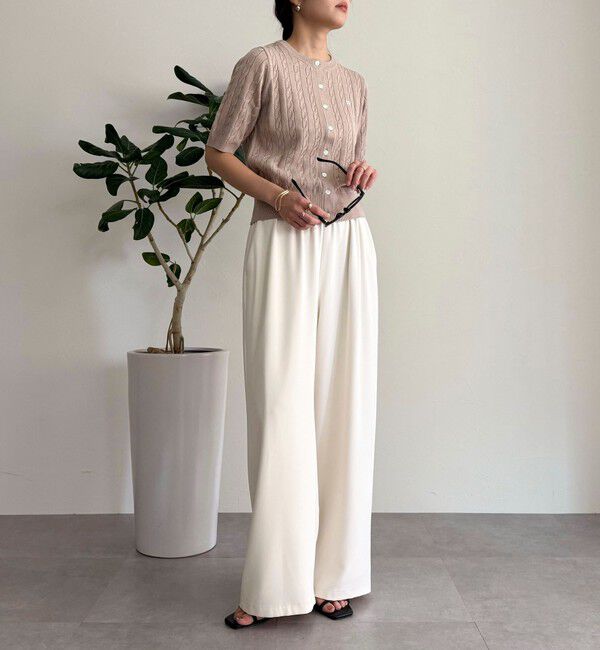 fredy emue「FR刺繍ケーブル柄半袖カーディガン」|カーディガン|