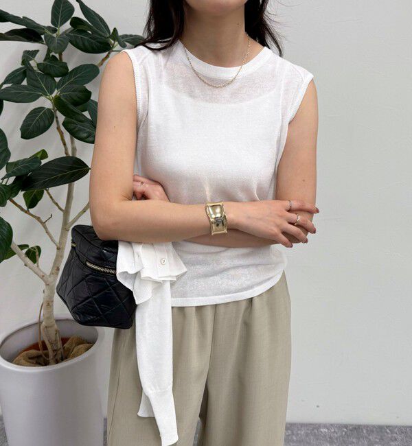 fredy emue「リネン混ノースリーブニットプルオーバー」|タンクトップ|オフホワイト