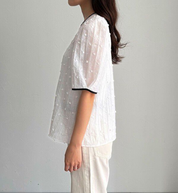 fredy emue「シアージャガードパイピング半袖ブラウス」|シャツ・ブラウス|