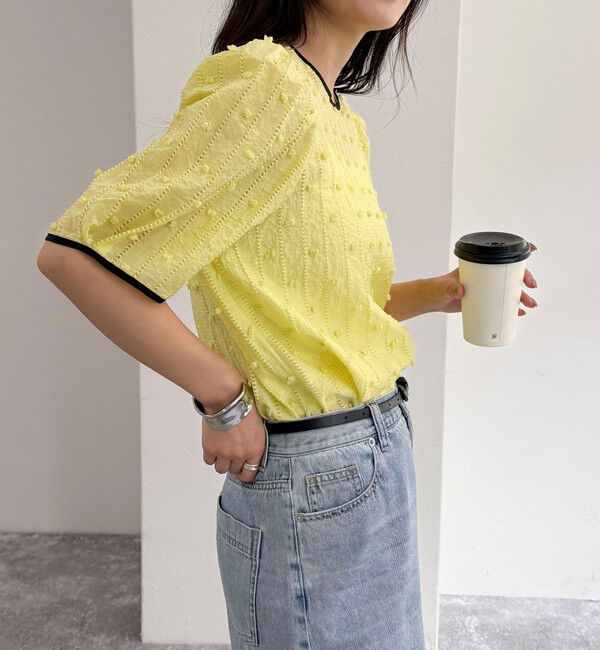 fredy emue「シアージャガードパイピング半袖ブラウス」|シャツ・ブラウス|