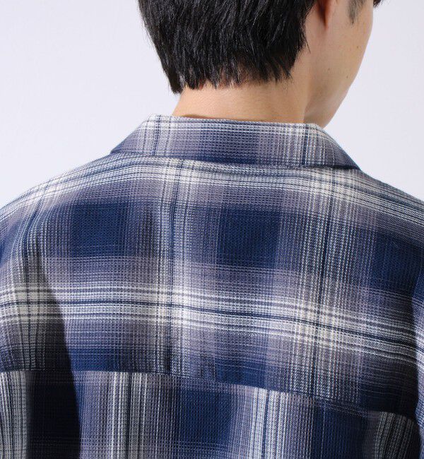 GLOSTER「【残暑にも快適なさらっとシャツ】ワッフルチェック ロングスリーブシャツ オンブレチェック」|シャツ・ブラウス|