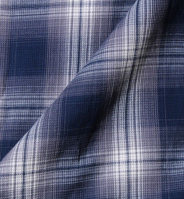 GLOSTER「【残暑にも快適なさらっとシャツ】ワッフルチェック ロングスリーブシャツ オンブレチェック」|シャツ・ブラウス|