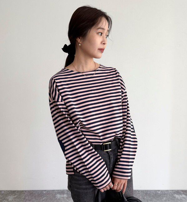 fredy emue「ボーダーハートパッチプルオーバー」|Tシャツ・カットソー|