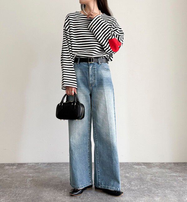 fredy emue「ボーダーハートパッチプルオーバー」|Tシャツ・カットソー|