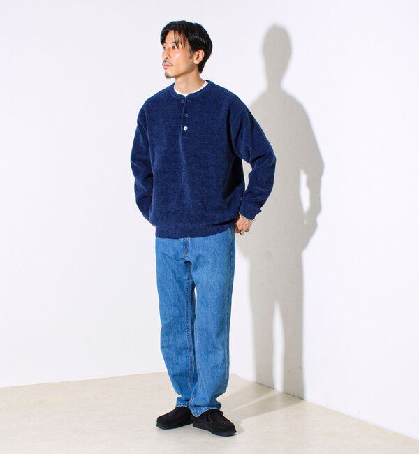 GLOSTER「【昨年人気アイテム再登場！チクチクしないニット】モールバックボーダー ヘンリーネックニット」|ニット・セーター|