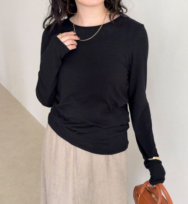 fredy emue「ウールブレンドシアーロンTシャツ」|Tシャツ・カットソー|ブラック