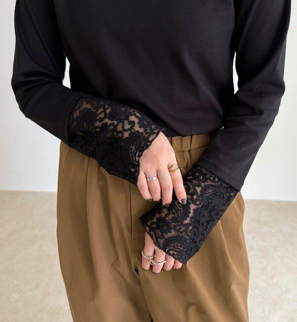 fredy emue「レーススリーブ衿フリルロンTシャツ」|Tシャツ・カットソー|