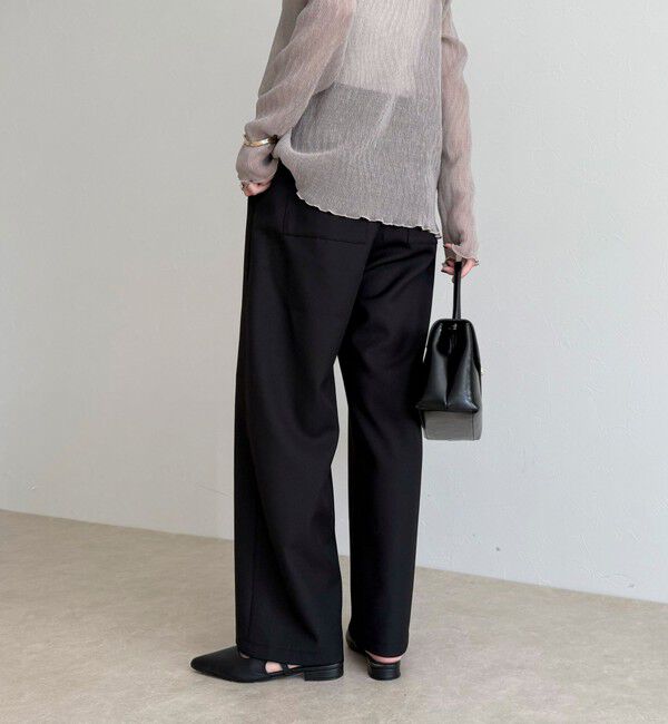 fredy emue「ウールライクイージーセミワイドパンツ」|チノ|