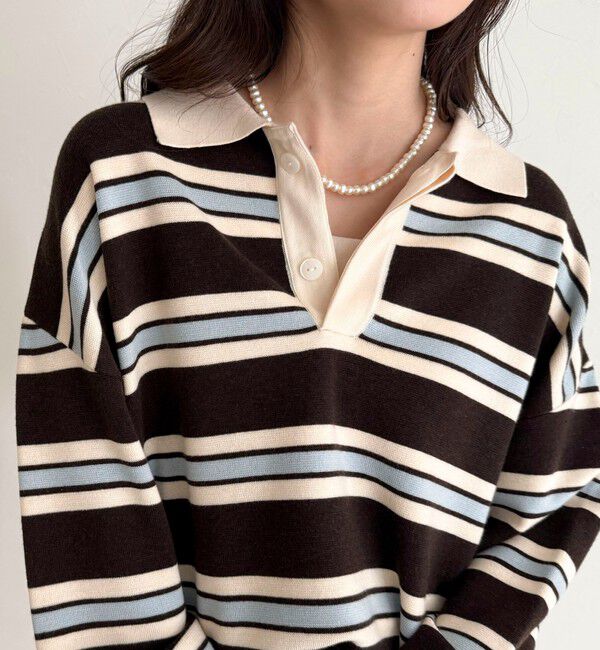 fredy emue「ラガーボーダーニットプルオーバー」|ニット・セーター|