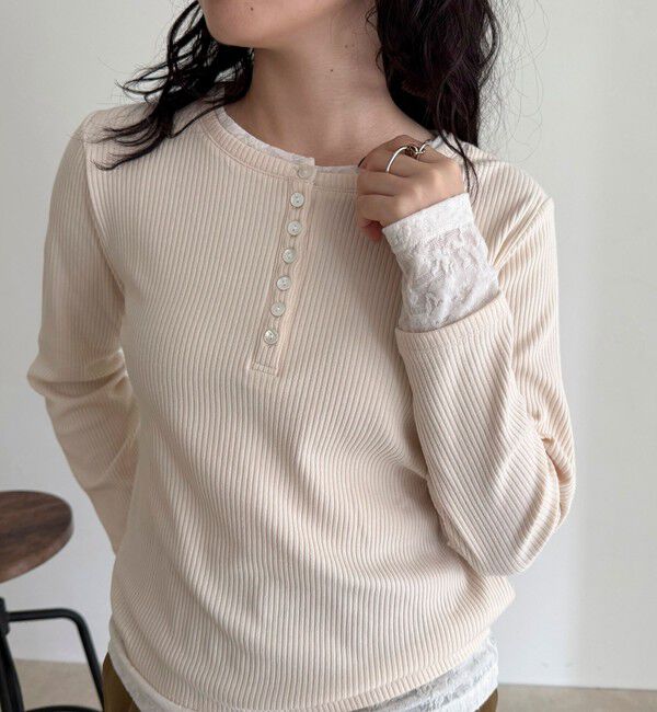 fredy emue「レイヤード風ヘンリーネックプルオーバー」|Tシャツ・カットソー|