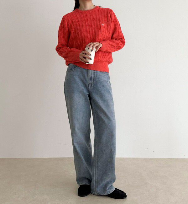 fredy emue「FR刺繍ケーブル柄ちびポケニットプルオーバー」|ニット・セーター|