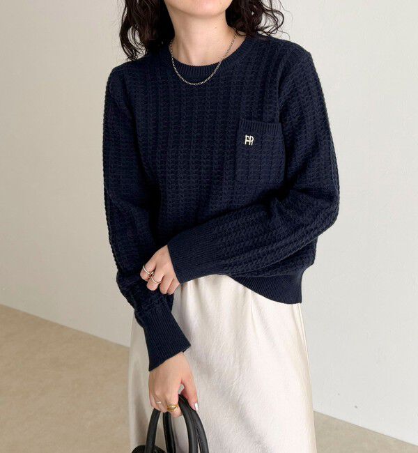 fredy emue「FR刺繍ケーブル柄ちびポケニットプルオーバー」|ニット・セーター|