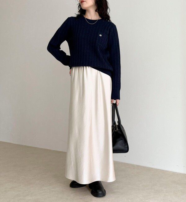 fredy emue「FR刺繍ケーブル柄ちびポケニットプルオーバー」|ニット・セーター|