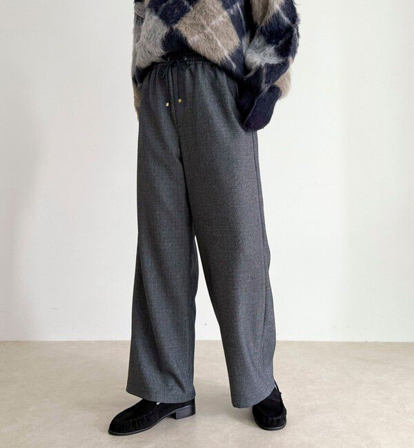 fredy emue「【4サイズ展開】ソフトシャークスキン/チェックイージーパンツ」|チノ|