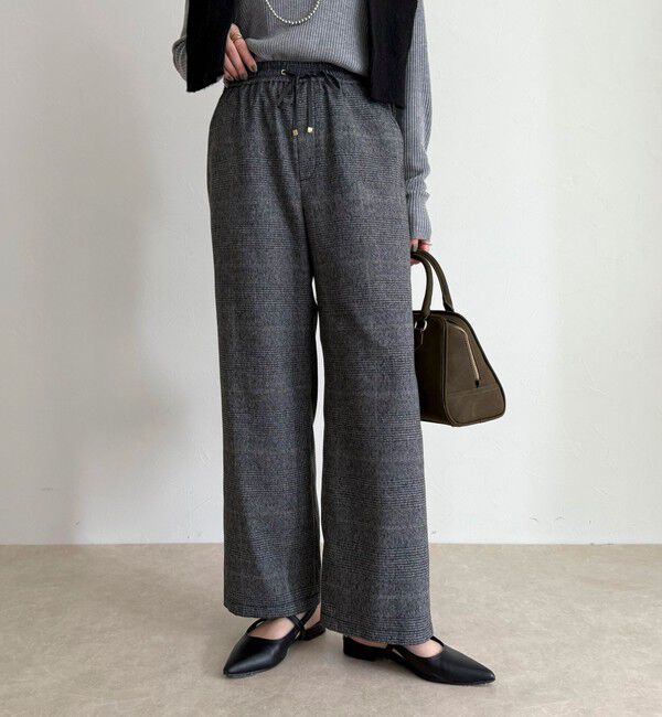 fredy emue「【4サイズ展開】ソフトシャークスキン/チェックイージーパンツ」|チノ|グレー系その他