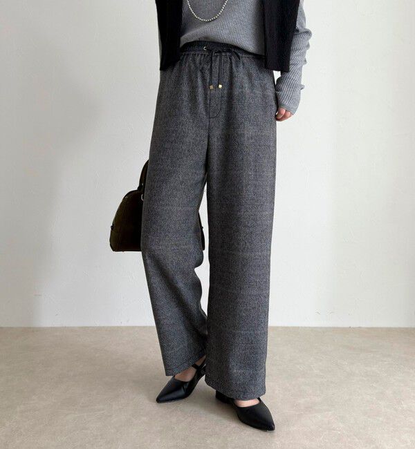 fredy emue「【4サイズ展開】ソフトシャークスキン/チェックイージーパンツ」|チノ|