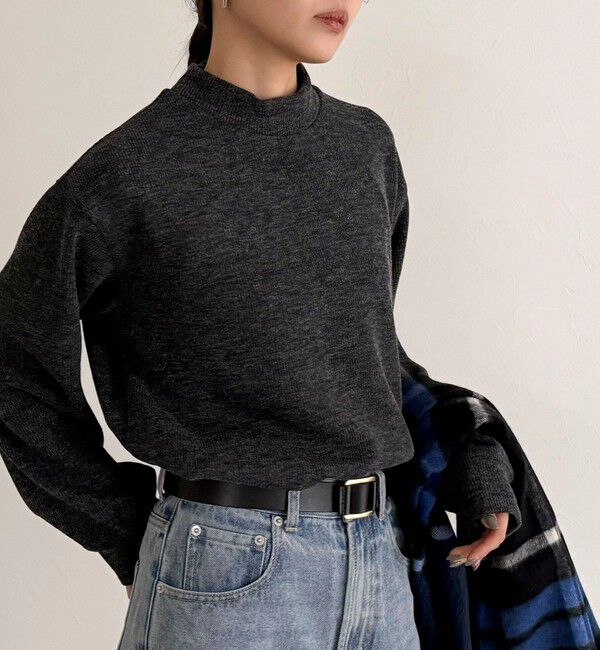 fredy emue「ニットソークロップドプルオーバー」|Tシャツ・カットソー|チャコールグレー