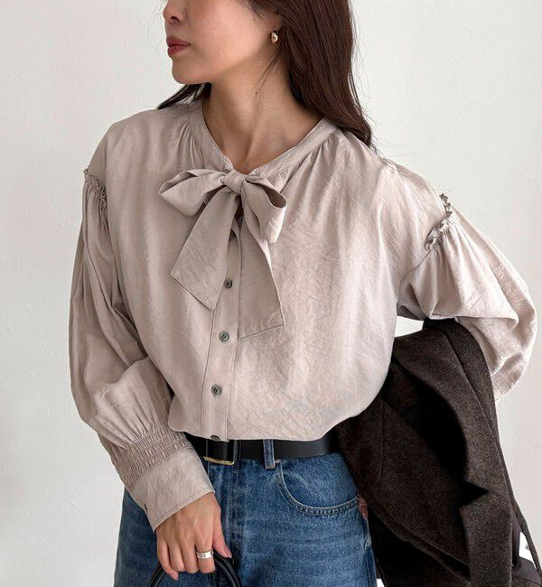 fredy emue「ボウタイギャザーブラウス」|シャツ・ブラウス|
