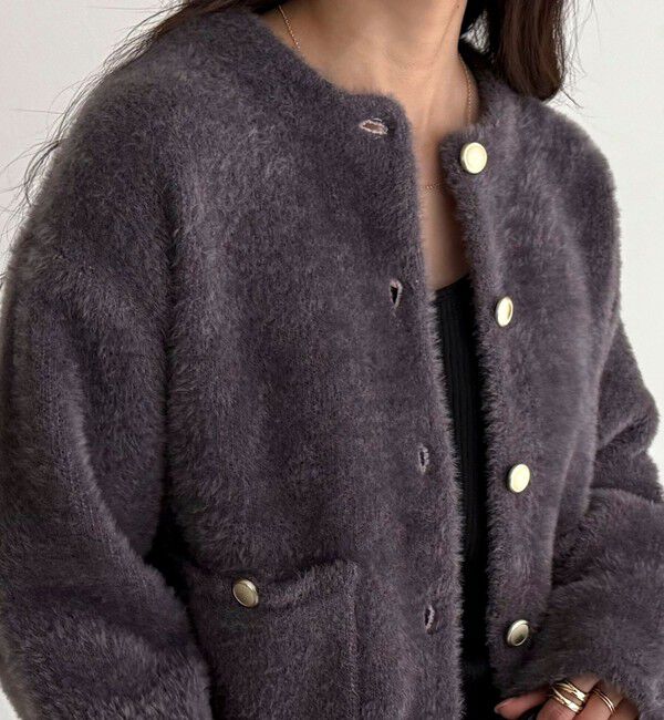 fredy emue「シャギー裏配色ジャケットカーディガン」|カーディガン|