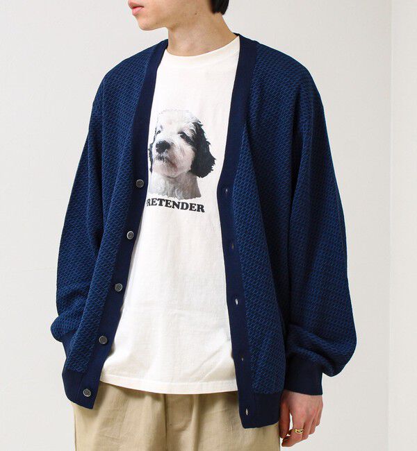 GLOSTER「【シャリ感で軽やか】バーズアイVネック crunchyカーデ」|カーディガン|