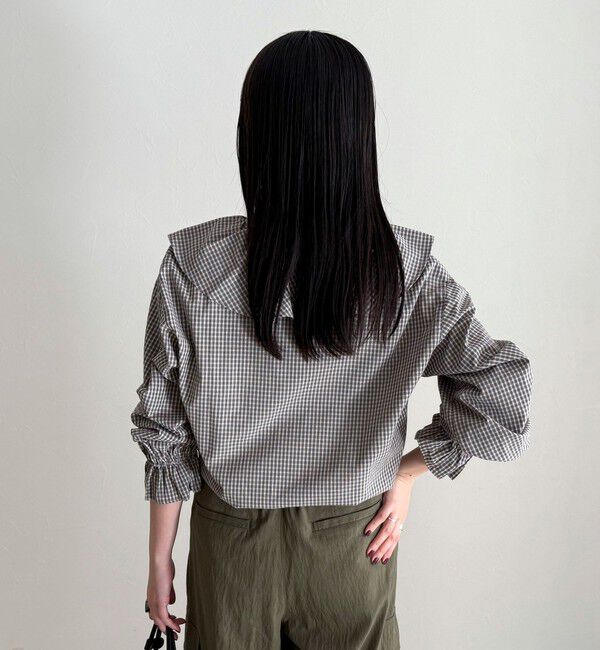 fredy emue「チェックフリルカラーブラウス」|シャツ・ブラウス|