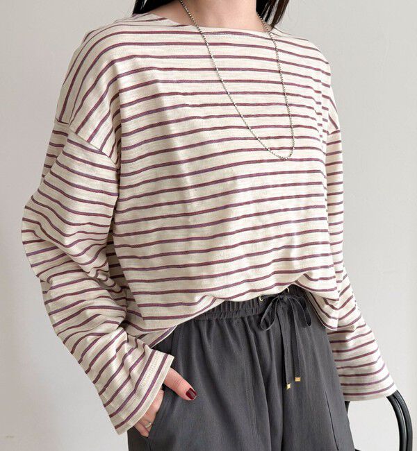 fredy emue「【人気商品の新型】ボーダーハートステッチルーズロンTシャツ」|Tシャツ・カットソー|