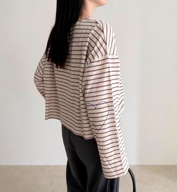 fredy emue「【人気商品の新型】ボーダーハートステッチルーズロンTシャツ」|Tシャツ・カットソー|