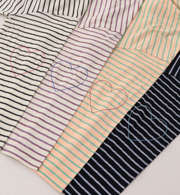 fredy emue「【人気商品の新型】ボーダーハートステッチルーズロンTシャツ」|Tシャツ・カットソー|