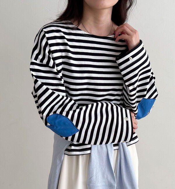 fredy emue「ボーダーハートパッチプルオーバー」|Tシャツ・カットソー|